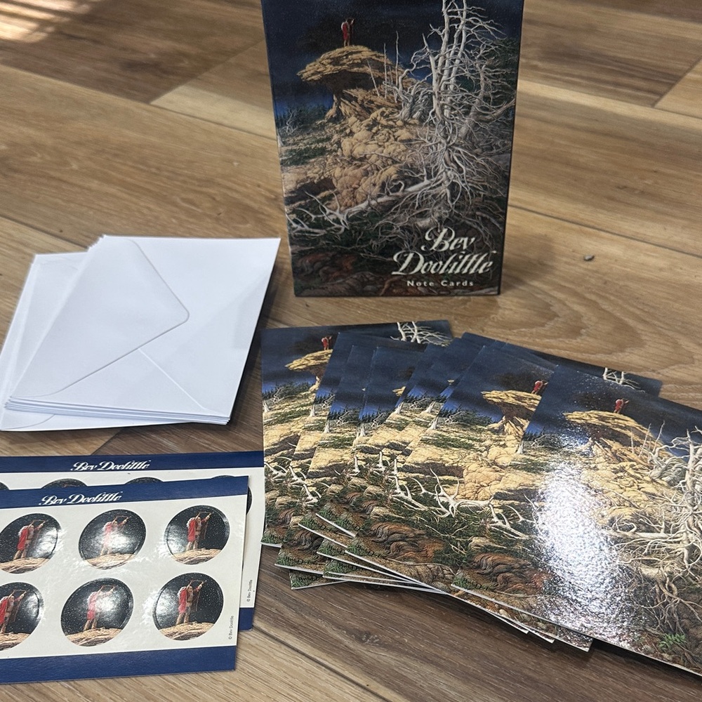 Bev Doolittle Note Cards Set Stationary print 12 cards envelopes, Indians 80’s